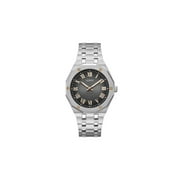 GUESS Mens 42mm Watch - Silver Tone Strap Black Dial Silver Case
