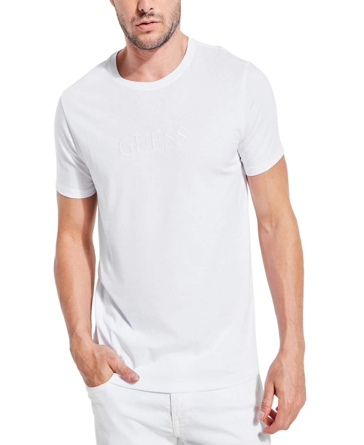 Mens white guess t shirt shop