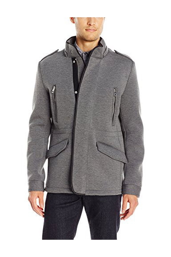 Men's Neoprene Stand Collar, Grey, Medium