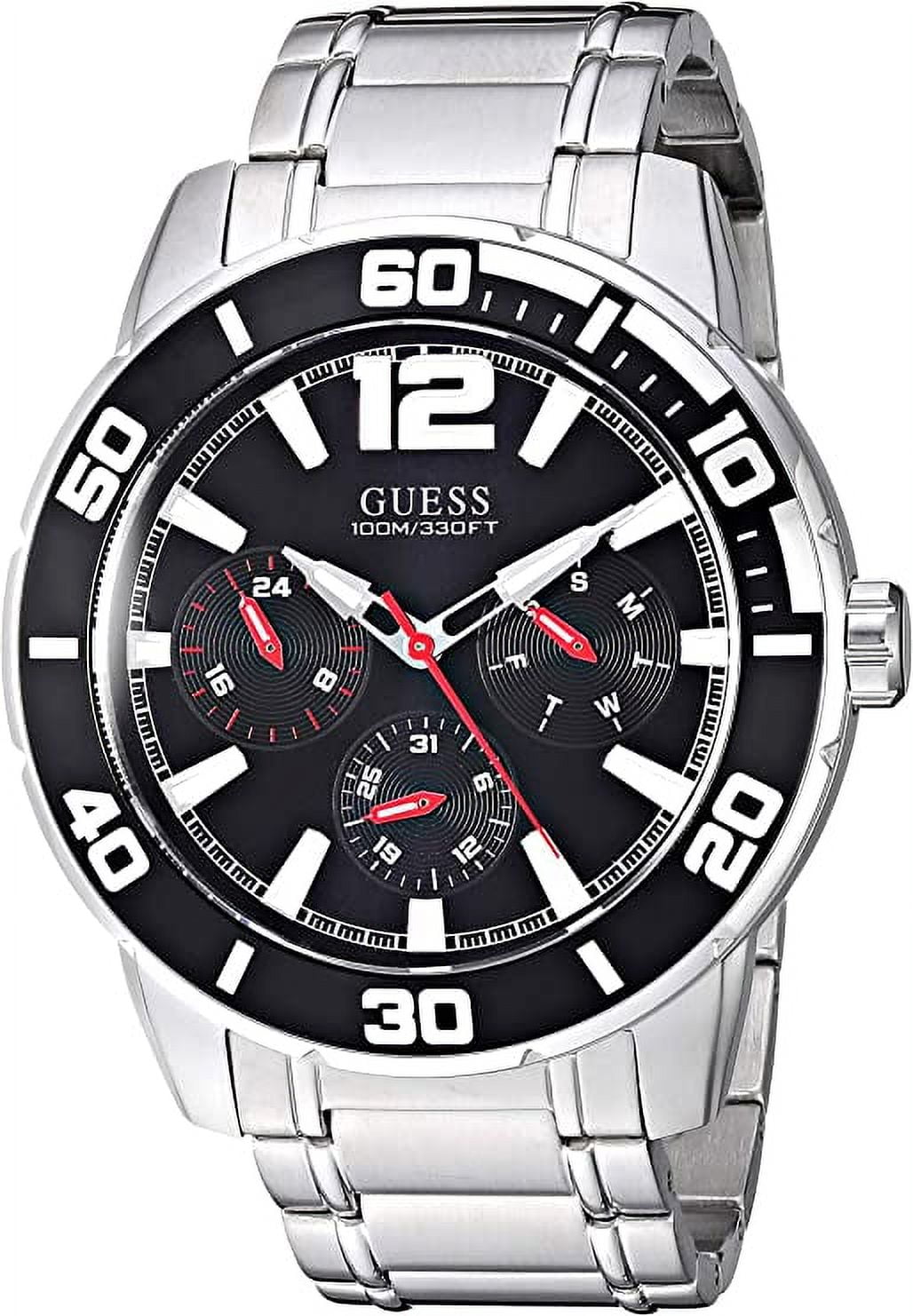 GUESS Men's Stainless Steel Quartz Watch with Leather Strap, Brown, 22 (Model: GW0331G1) GUESS Men\u0027s Stainless Steel Quartz Watch with Stainless-Steel