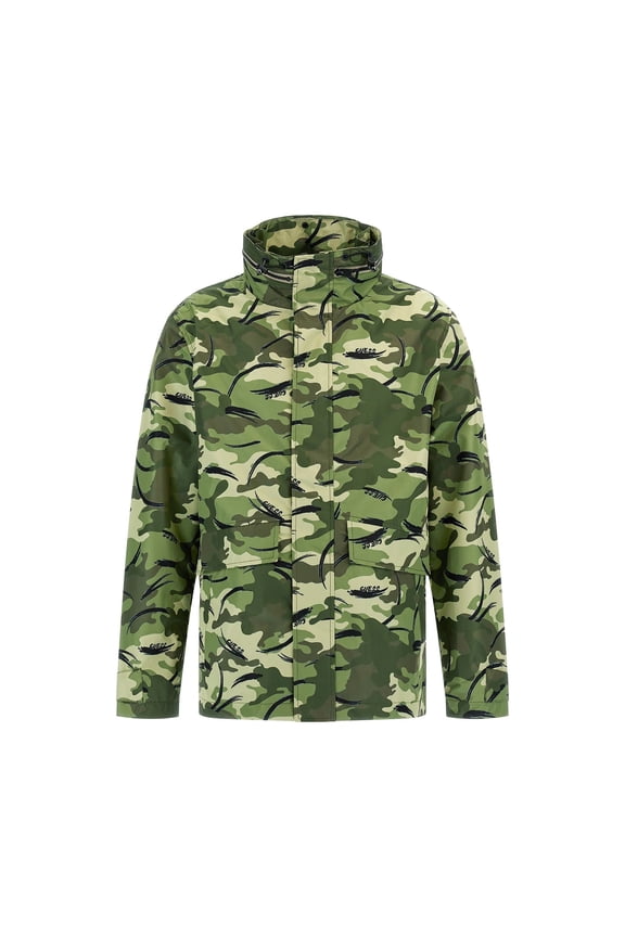 Men's Technical Raincoat, Camou AOP Print