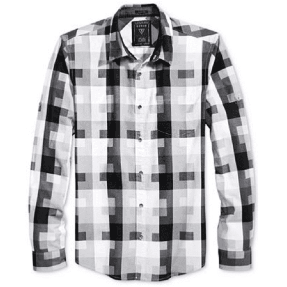 GUESS Mens Shadescale Button Up Shirt, Grey, X-Large