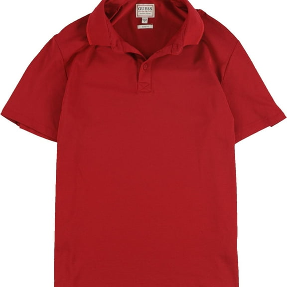 GUESS Mens Tipped Collar Polo Shirt, Red, Small