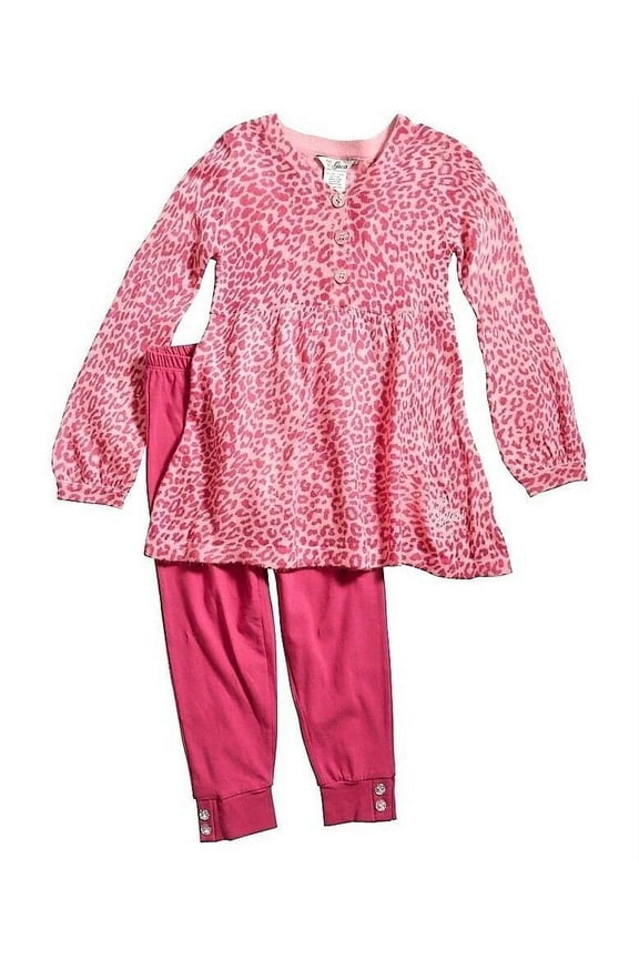 OUTFIT SET 2 PC DRESS LEGGINGS GIRLS - BABY 18 MONTHS PINK ANIMAL PRINT