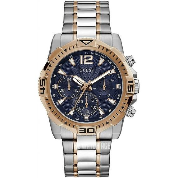 GUESS Two-Tone Silver Rose Gold Mens Watch GW0056G5