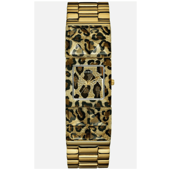 GUESS Watch Gold-Tone and Animal Print Polycarbonate Bracelet 24mm U0052L2