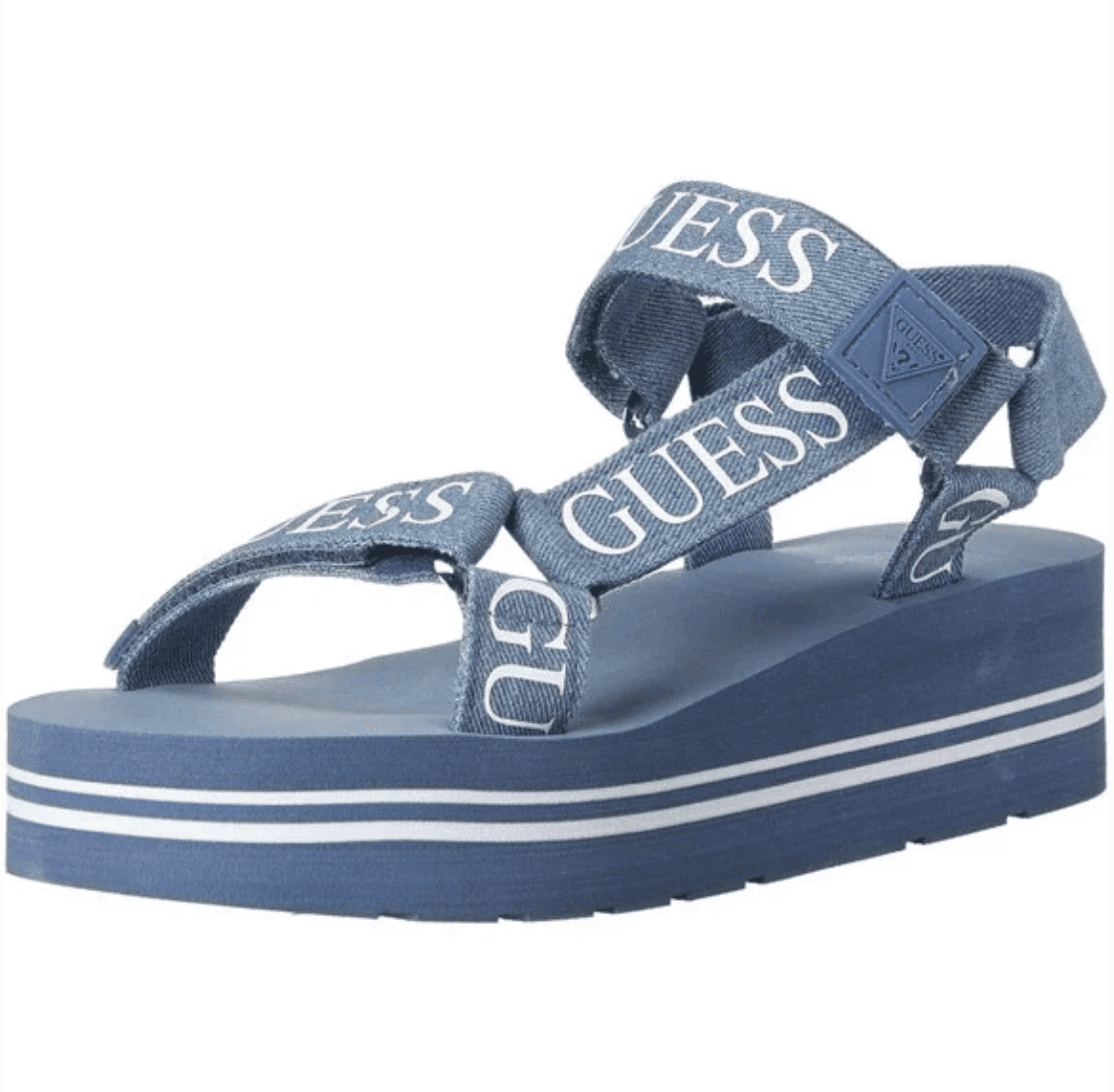 GUESS Women's Avin Wedge Sandal in Blue, Size 6.5