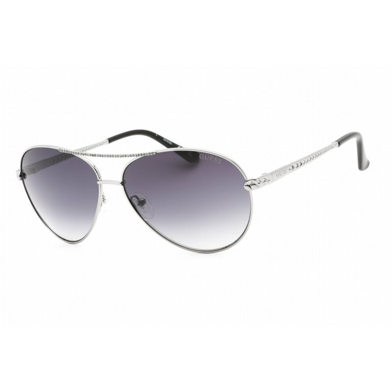 GUESS Women's Classic Aviator Sunglasses, Shiny Gunmetal, 60/13