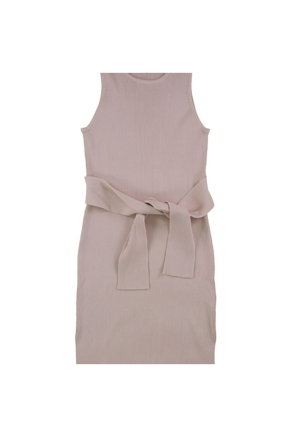 Women’s Cross Rib-Knit Tie Dress (Dark Red, L)