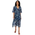 thumbnail image 1 of GUESS Women's Damienne Printed Wrap Dress Blue Size X-Small, 1 of 3