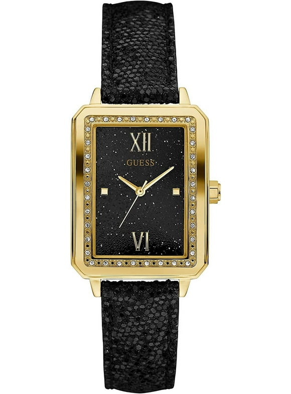 GUESS Women's Dressy Gold-Tone Watch with Black Dial U0841L1