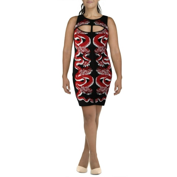 GUESS Women's Maisha Dragon Jacquard Dress Red/Black Size Large