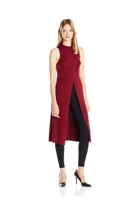 Women's Sleeveless Open-Front Tunic Zinfandel XL