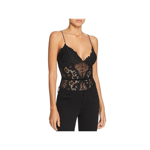 Guess Womens Treon Lace Overlay Sleeveless Bodysuit