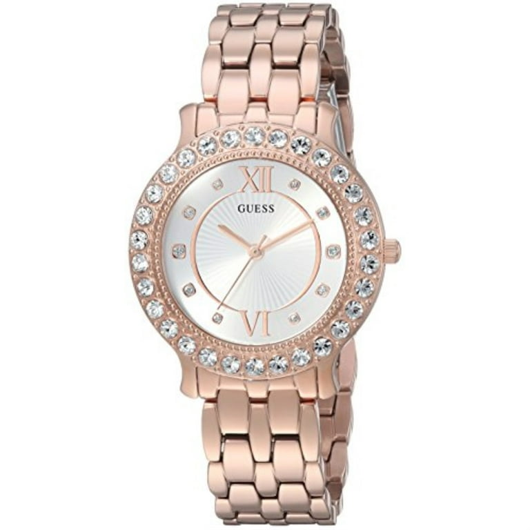 Guess Womens Stainless Steel Crystal Watch Color Rose Gold Tone M