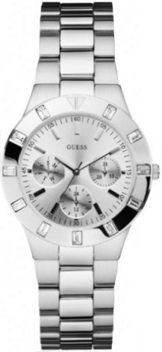 GUESS Women's U10075L1 Feminine Hi-Shine Mid-Size Silver-Tone Sport Watch