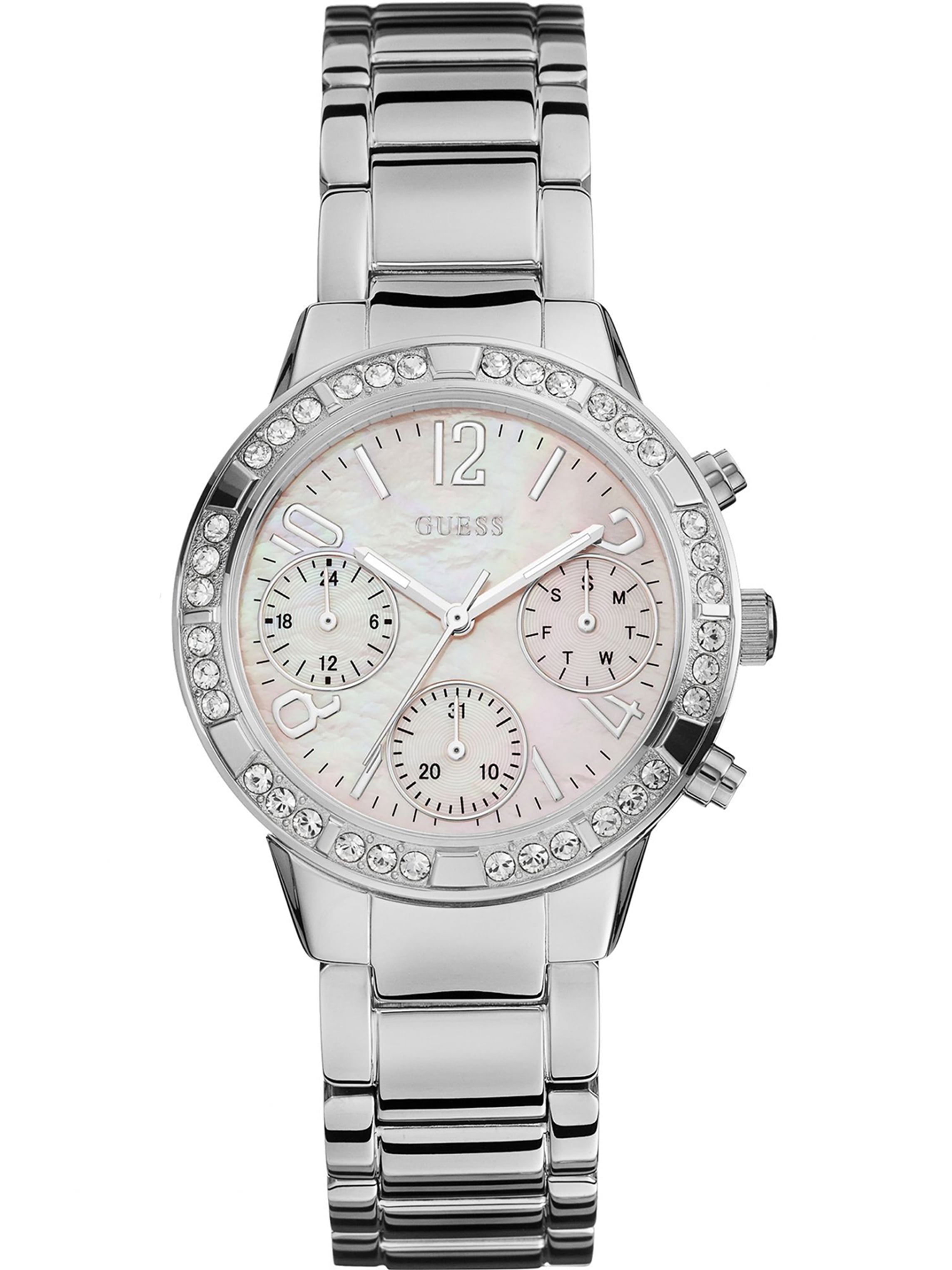 Guess Silver Tone Crystals Stainless Watch Vintage Guess Chunky Silver Tone Watch With Rhinestone Bezel  main image 3