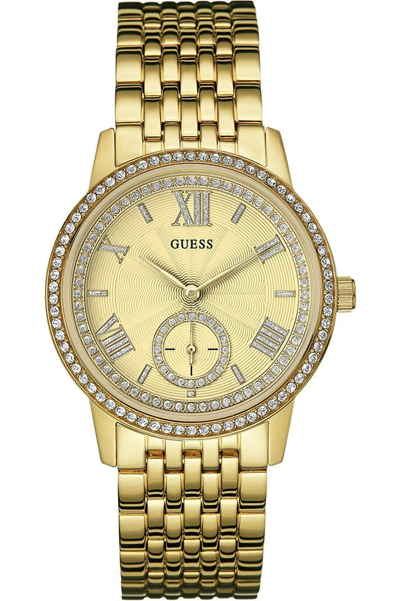 Women's W0573L2,Dress Elegant,Gold Tone,Crystal Accented Bezel,30m WR