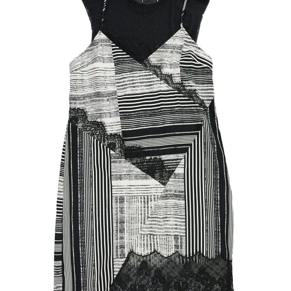 GUESS Womens Aziz Lace Trim Slip A-line Dress, Black, X-Small