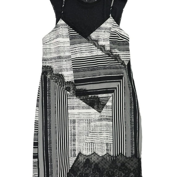 GUESS Womens Aziz Lace Trim Slip A-line Dress, Black, X-Small