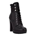 thumbnail image 1 of GUESS Womens Black 1" Platform Comfort Talore Round Toe Block Heel Lace-Up Heeled Boots 8.5 M, 1 of 7