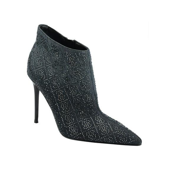 GUESS Womens Black Embellished Comfort Fazzie Pointed Toe Stiletto Zip-Up Dress Booties 6 M