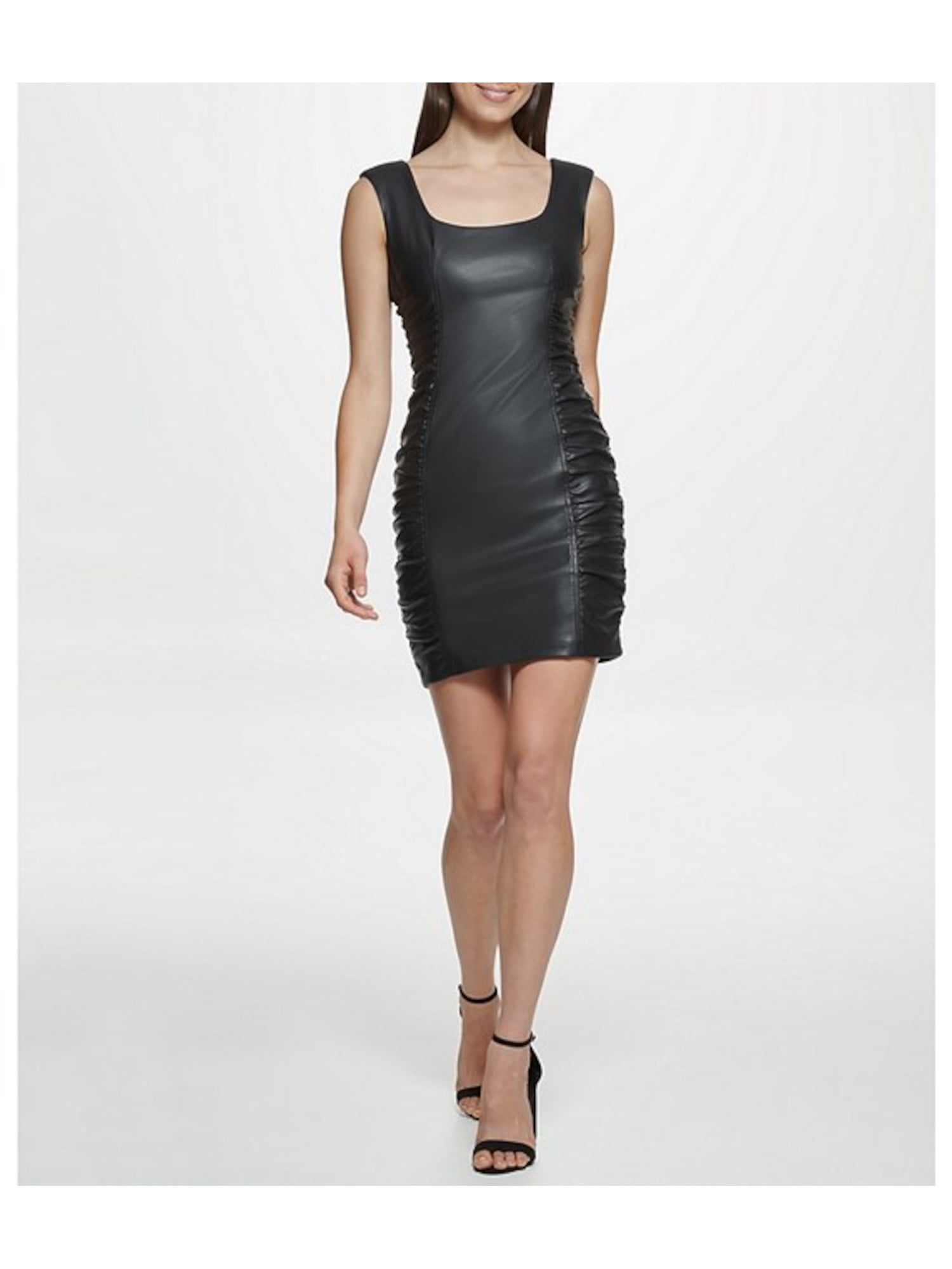 Guess black leather dress deals