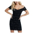thumbnail image 1 of GUESS Womens Black Floral Sleeveless Short Body Con Cocktail Dress Size: L, 1 of 4