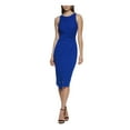 thumbnail image 1 of GUESS Womens Blue Twist Front Pullover Sleeveless Crew Neck Below The Knee Party Sheath Dress XXL, 1 of 2