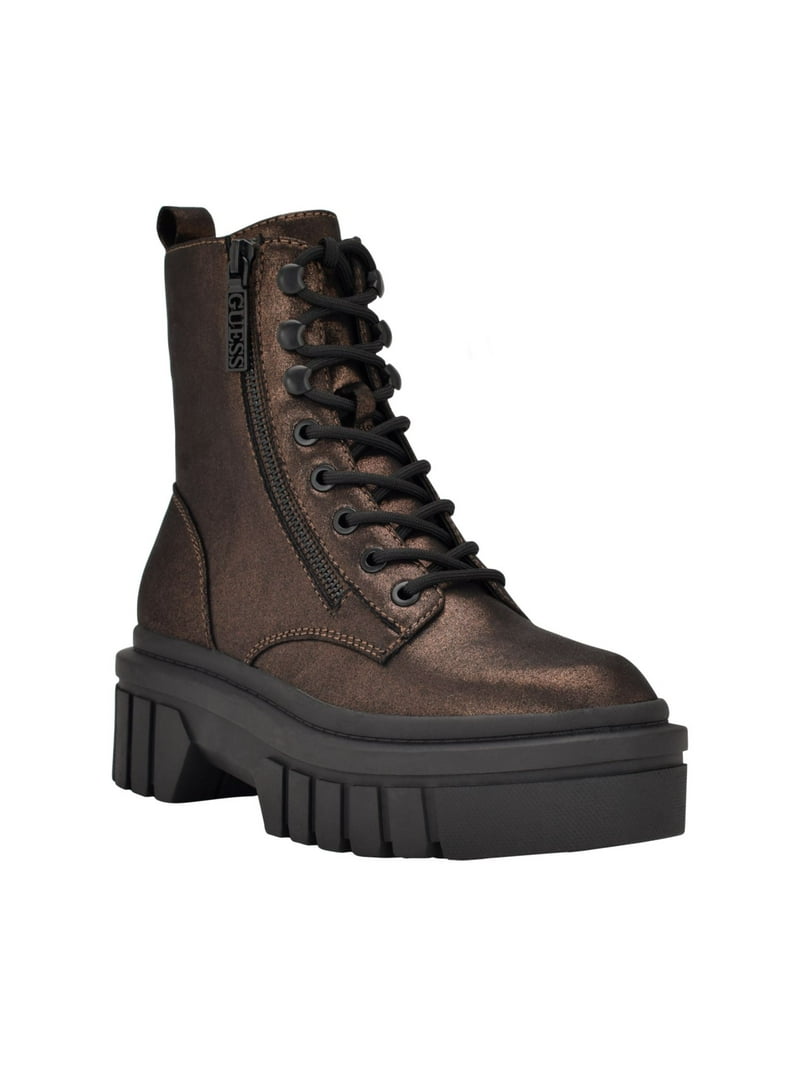 Guess Zip Up Combat Boots GUESS - Brandclub - Womens Black Printed Zipper Lug Sole  main image 3