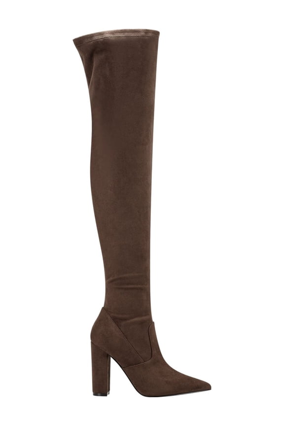 Womens Brown Padded Abetter Pointed Toe Block Heel Zip-Up Dress Boots 7.5 M