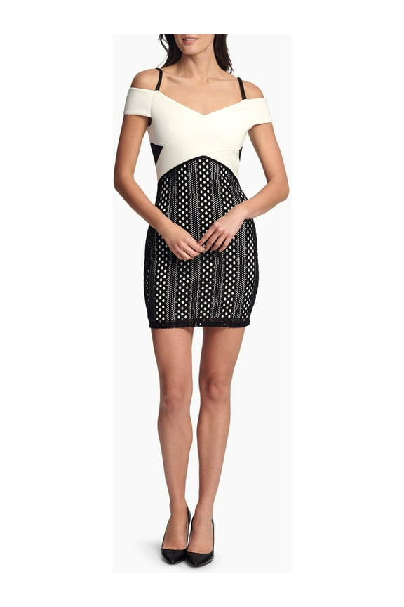 Womens Cold Shoulder Lace Bodycon Dress