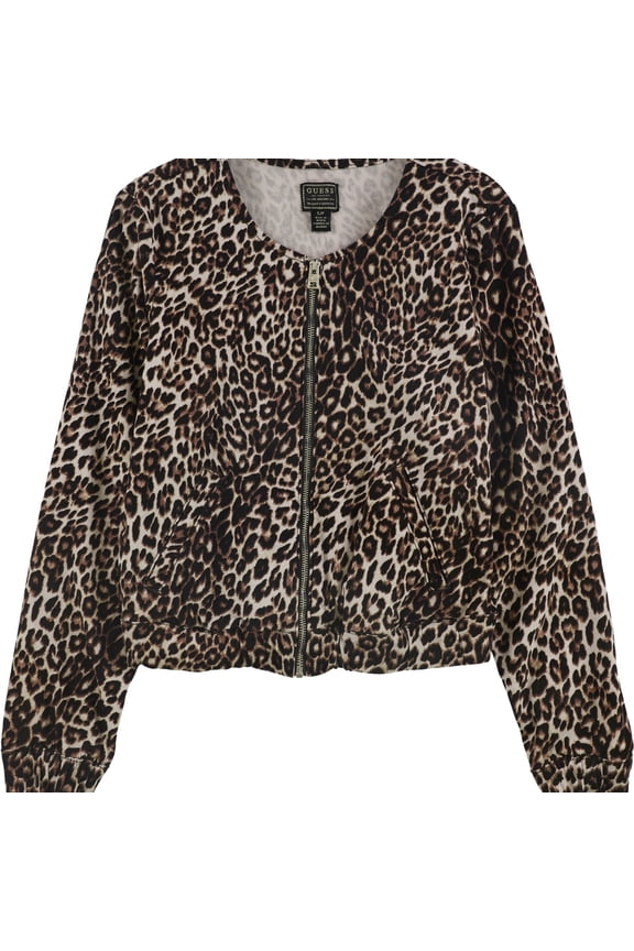 Womens Collarless Bomber Jacket, Brown, X-Large