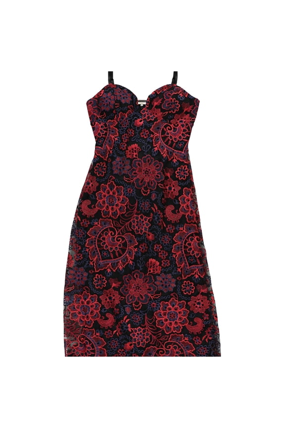 Womens Embroidered Fit Flare Pencil Dress, Multicoloured, 6