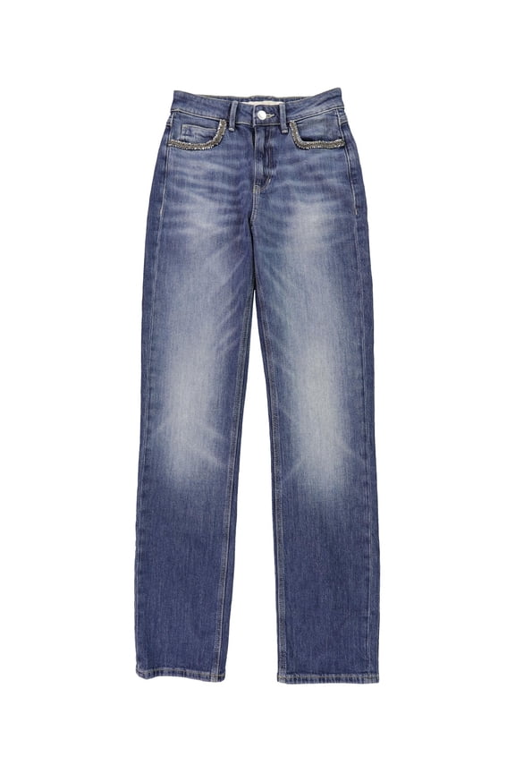 Womens Faded 1981 Straight Leg Jeans, Blue, 26