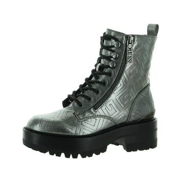 GUESS Womens Fearne Combat Boot 8 Pewter