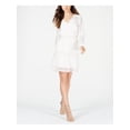 thumbnail image 1 of GUESS Womens Ivory Patterned Long Sleeve Short A-Line Party Dress Size: S, 1 of 2