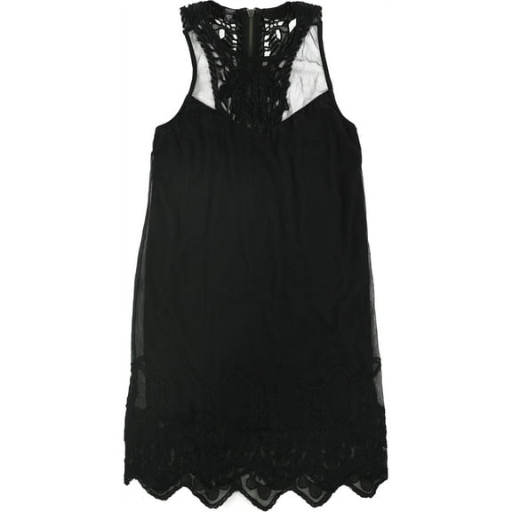 GUESS Womens Lace Trim Shift Dress, Black, Medium