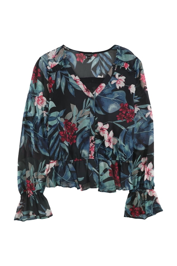 Womens Montara Peasant Blouse, Black, Small