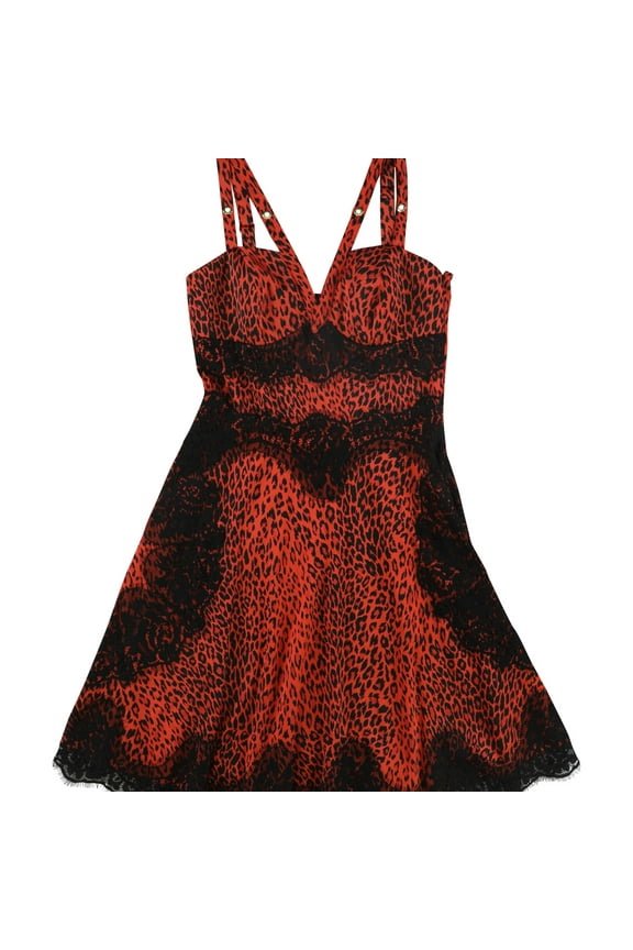 Womens Nadine Embellished Fit & Flare Dress, Red, X-Large