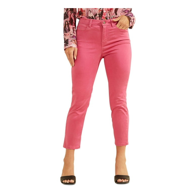GUESS Womens Pink Stretch Pocketed Zippered High-rise Capri Skinny Jeans XS