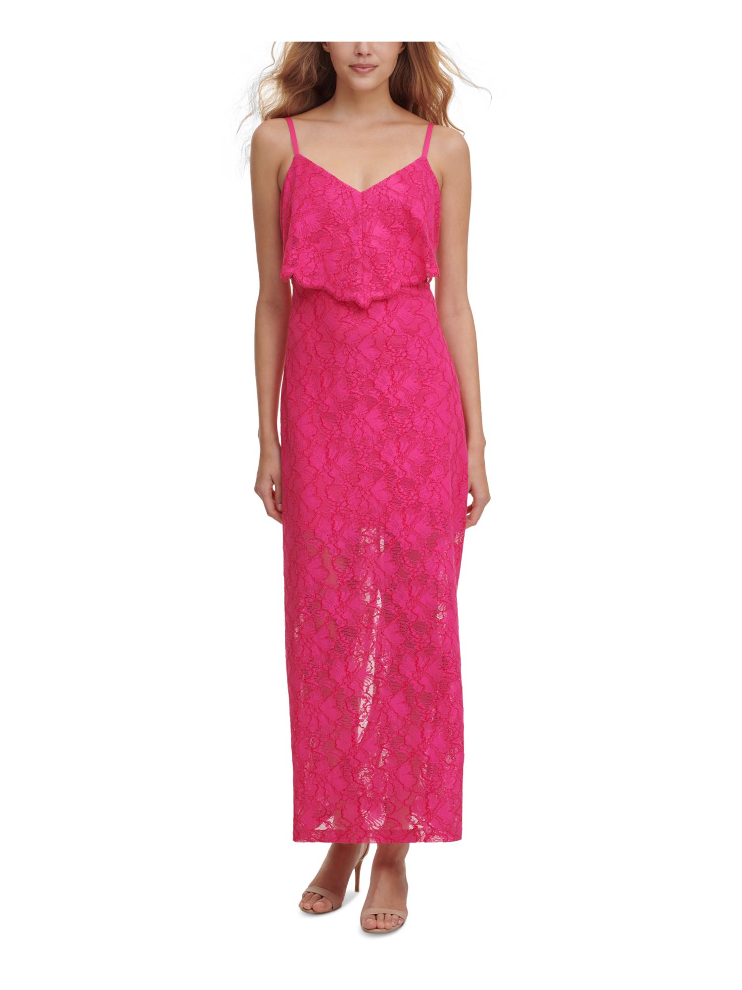 GUESS Womens Pink Stretch Slitted Lace Popover Layer India | Ubuy