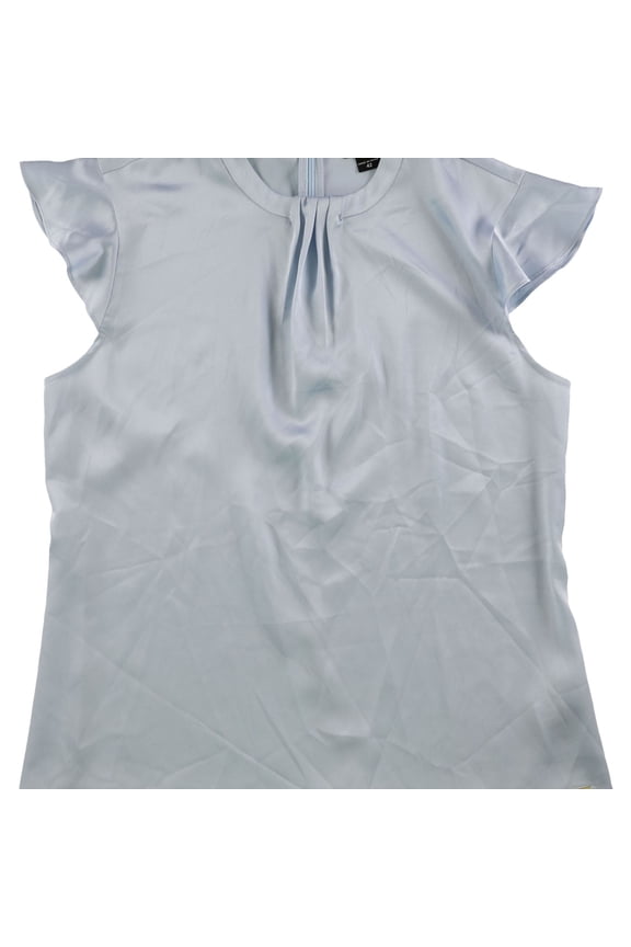 Womens Pleated Tunic Blouse, Blue, Medium