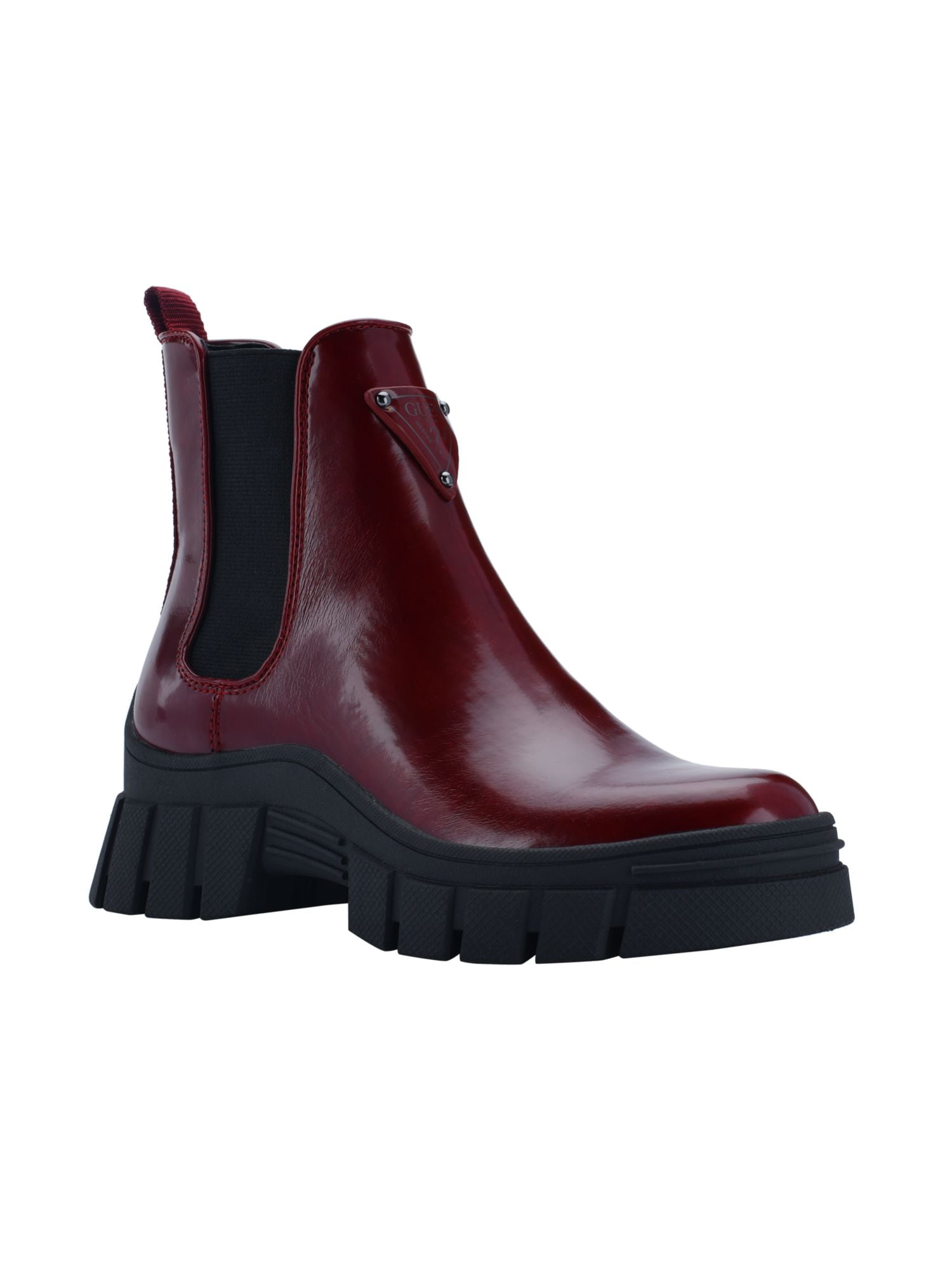 GUESS Womens Red Pull Tab Padded Goring Lug Sole Hestia Round Toe