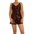 thumbnail image 1 of GUESS Womens Sequined Romper Jumpsuit, Red, Large, 1 of 2