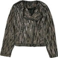 thumbnail image 1 of GUESS Womens Teeya Gilded Motorcycle Jacket, Metallic, X-Small, 1 of 2
