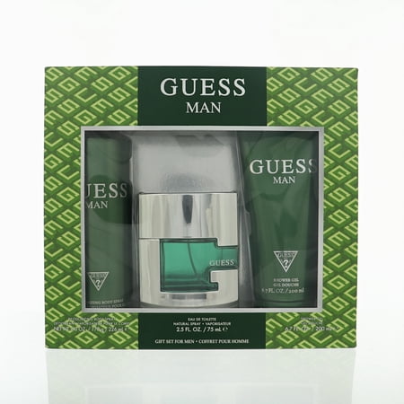 Guess Man 3 Pc Gift Set 2.5oz EDT Spray, 6oz Deodorizing Body Spray, 6.7oz Shower Gel GIFTSET