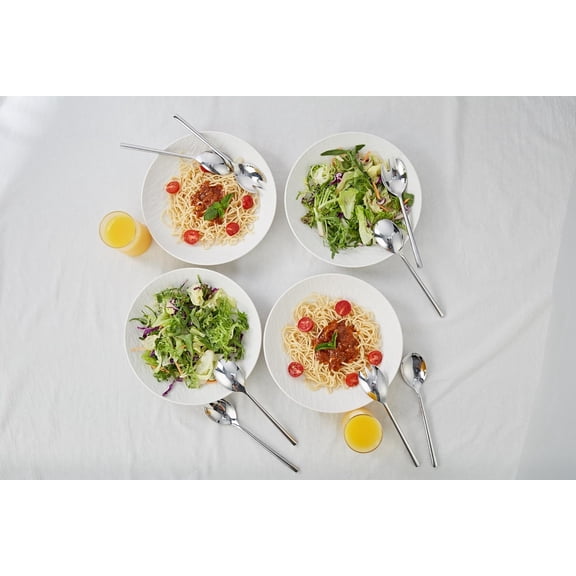GUFENG-Silverware Set 6PCS Set Forged 18/8 Premium Stainless Steel/Flatware - 3 x Serving Forks, 3 x Serving Spoons - (6 Pieces Service Set)