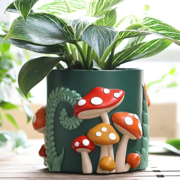 GUGUGO Colorful Mushrooms Planters Cute Unique Rainbow Planter with Drainage, Vintage Retro Flower Plant pots for Indoor Plants, Eclectic Succulent Gardening Pot for Boho Modern Home Décor (C,5 Inch)