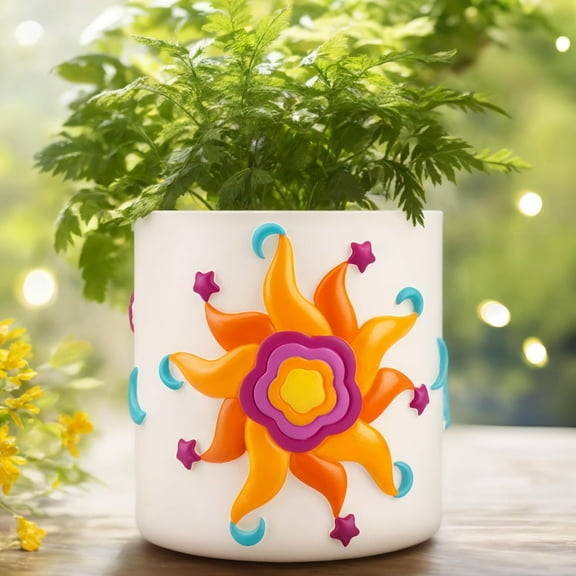 GUGUGO Cute Sun Moon Planters, Unique Succulent Pots with Drainage Holes, Small Planters Pots for Indoor Plants, Modern Boho Home Décor, Funny Gift for Plant Lover (White, 5 in)